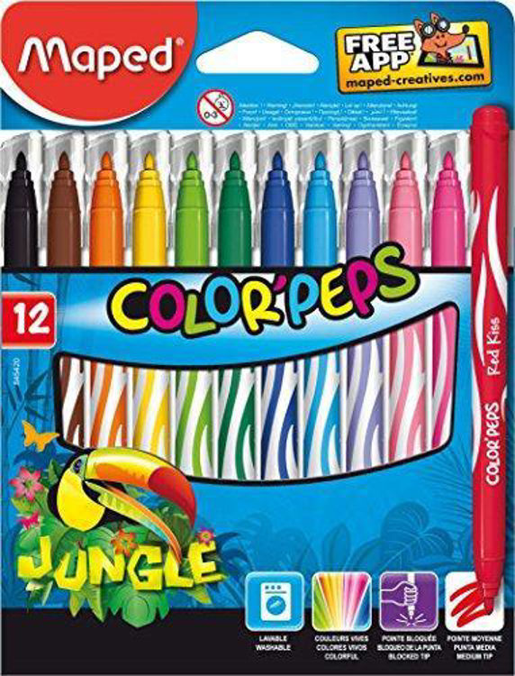 Picture of FR84542005-Washable Felt-Tip Pens X12 Colour Peps Jungle